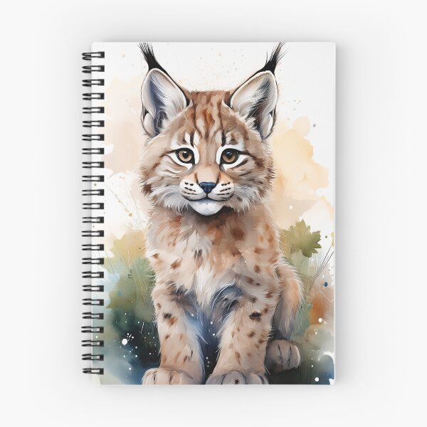 Item preview, Lindo cachorro de lince bebé del bosque en acuarela designed and sold by Wildflower Mama Designs.