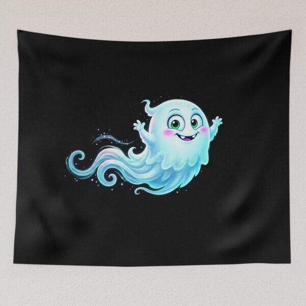 Item preview, Cute Kawaii Ghost Cartoon Blue Sparkle Sticker Art designed and sold by ExploreAura Studio.