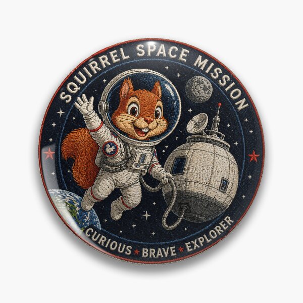 Item preview, Astronaut Squirrel Space Mission Patch designed and sold by SecretSquirrellDesigns.