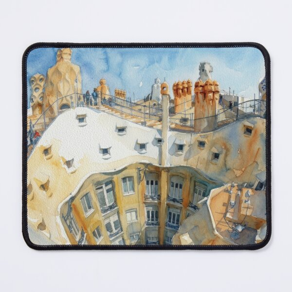 Item preview, La Pedrera Casa Mila Rooftop Barcelona Watercolor designed and sold by caracatita75.