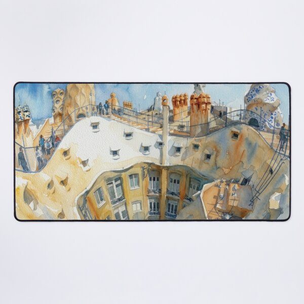 Item preview, La Pedrera Casa Mila Rooftop Barcelona Watercolor designed and sold by caracatita75.