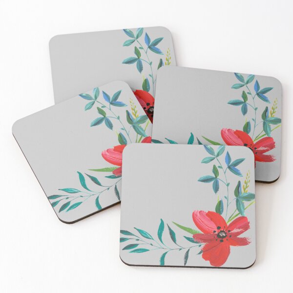 Item preview, Red Floral Corner Design  designed and sold by Dew Drop Designs.