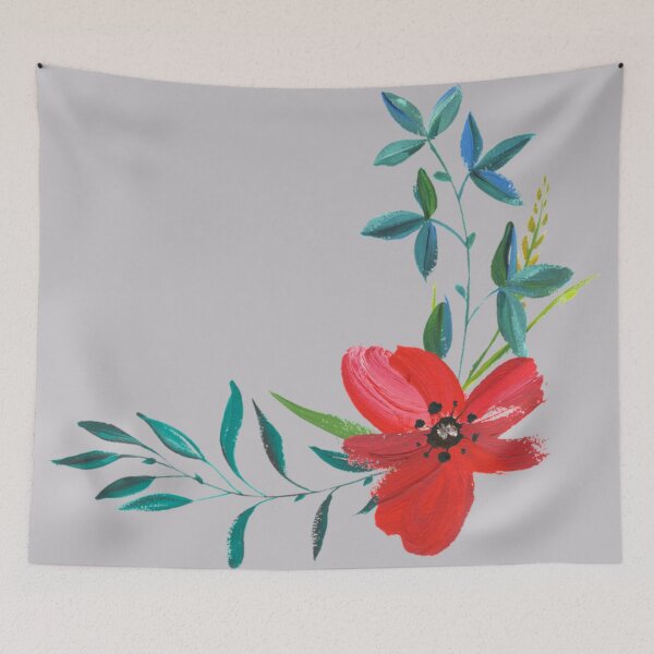 Item preview, Red Floral Corner Design  designed and sold by Dew Drop Designs.