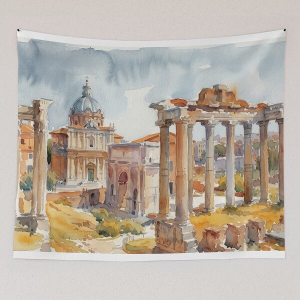 Item preview, Roman Forum Ancient Ruins Rome Watercolor designed and sold by caracatita75.