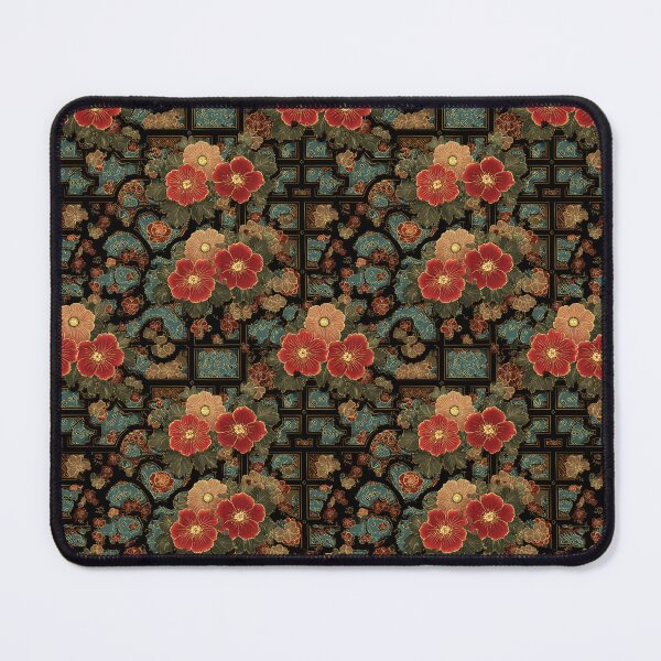 Item preview, Japanese Floral Pattern Red Gold Bloom Art designed and sold by NicolasGlowArt.