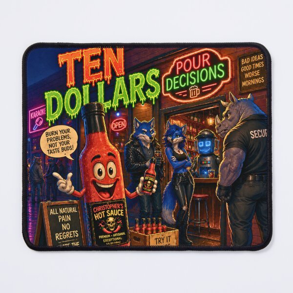 Item preview, Ten Dollars Funny Hot Sauce Bar Poster designed and sold by A Sinister Sly.