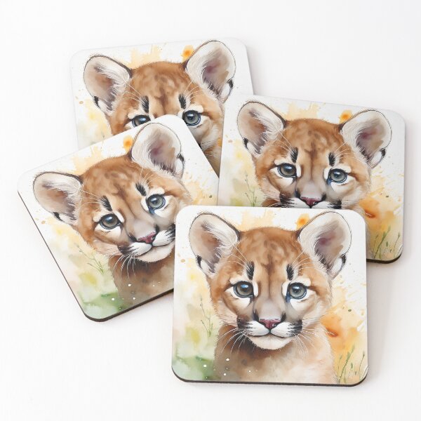 Item preview, Cute Woodland Baby Cougar Cub Watercolor designed and sold by Wildflower Mama Designs.