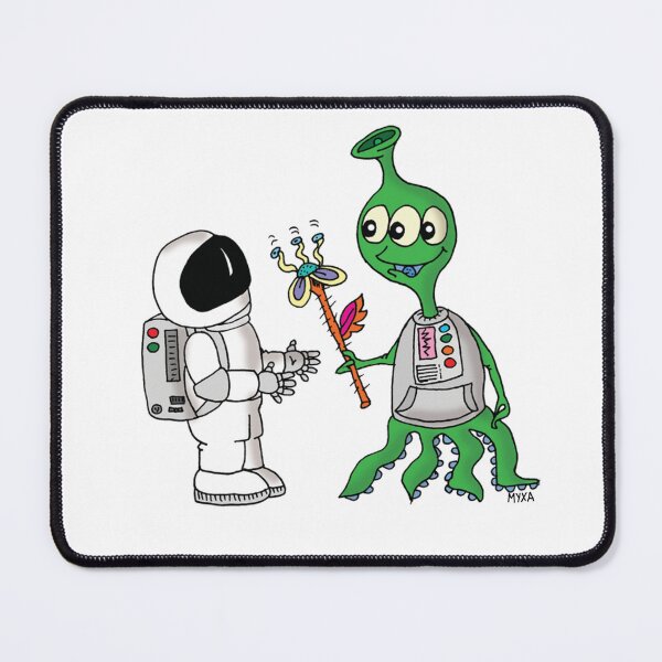 Item preview, First Contact Flowers - Friendly Alien and Astronaut Art designed and sold by MyxaART.