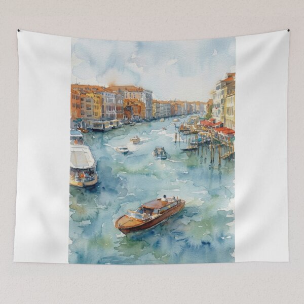 Item preview, Venice Grand Canal Gondola Watercolor Cityscape designed and sold by caracatita75.