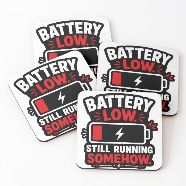 Item preview, Battery Low Still Running Somehow Funny Tired Humor Minimalist Burnout Relatable Design designed and sold by StickyGuys.