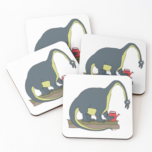 Item preview, Cute Diplodocus Gardner Dinosaur - Watering Plants Fun Art designed and sold by MyxaART.