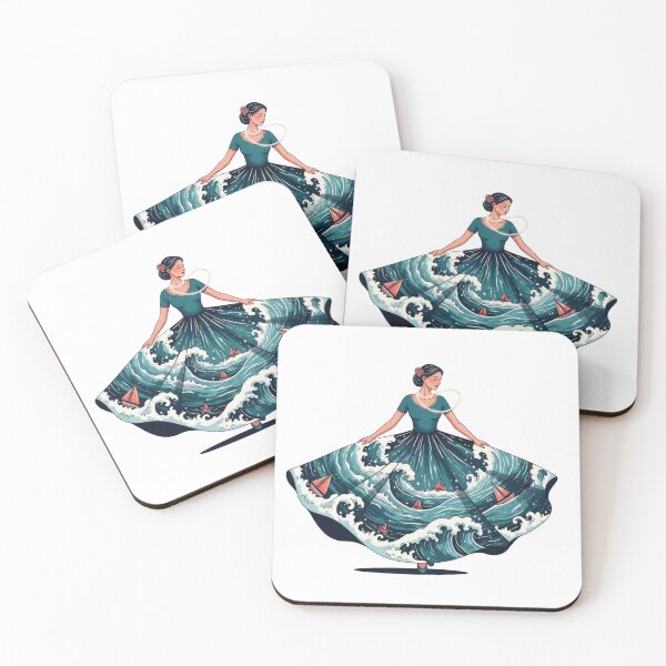 Item preview, Ocean Wave Dress Woman Illustration designed and sold by AbanoubStore.