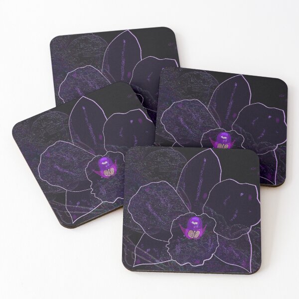 Item preview, Neon Purple Orchid – Dark Botanical Digital Art designed and sold by BatNature.