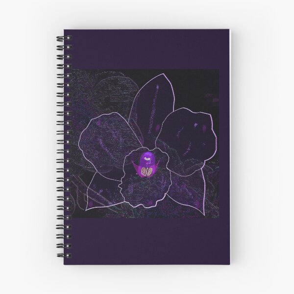 Aperçu de l'œuvre Orchidée violette néon – Art numérique botanique sombre créée et vendue par BatNature.