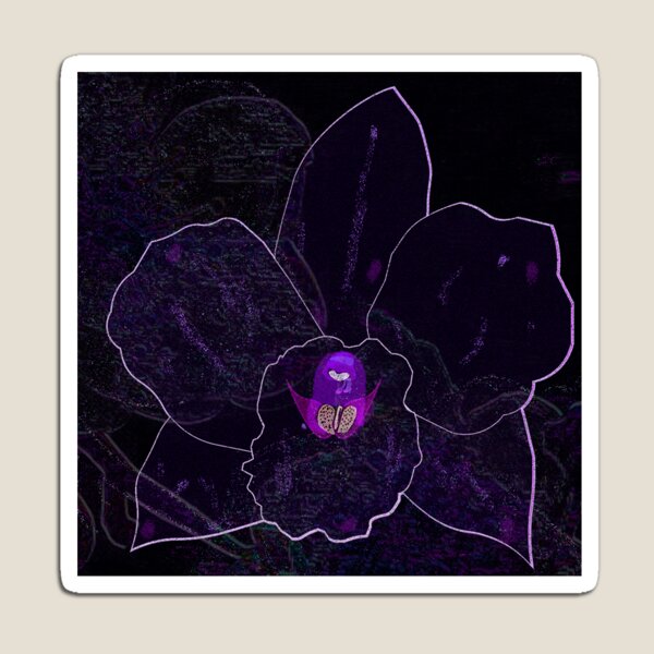 Artikelvorschau, Neonviolette Orchidee – Dunkle botanische Digitalkunst entworfen und verkauft von BatNature.
