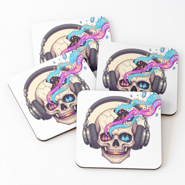 Item preview, Music Skull Headphones Color Waves designed and sold by AbanoubStore.