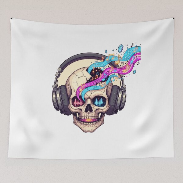 Item preview, Music Skull Headphones Color Waves designed and sold by AbanoubStore.