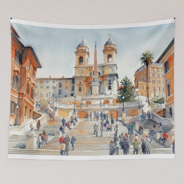 Item preview, Rome Spanish Steps Watercolor   designed and sold by caracatita75.