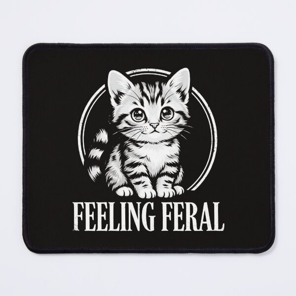 Item preview, Feeling Feral White Kitten – Funny Cat Meme for Dark Shirts designed and sold by RealCuties.
