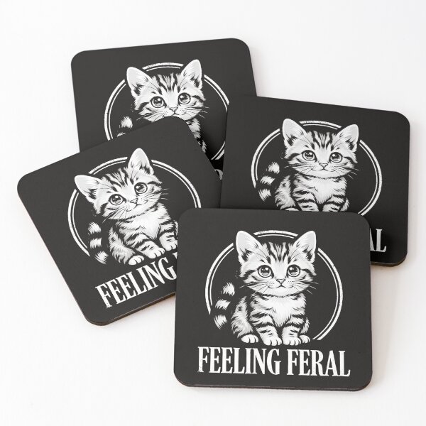 Item preview, Feeling Feral White Kitten – Funny Cat Meme for Dark Shirts designed and sold by RealCuties.
