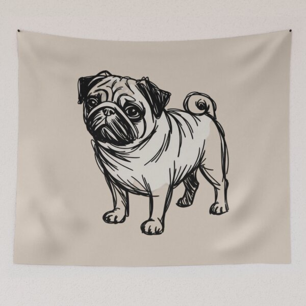 Item preview, an abstract scribble-style pug created with chaotic black hand-drawn lines designed and sold by 123ks.