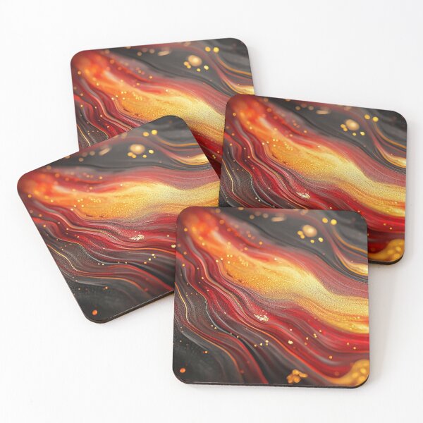 Item preview, Molten Lava Flow — Fluid Flame Abstract Art, Gold Black Orange Swirl designed and sold by lematworks.