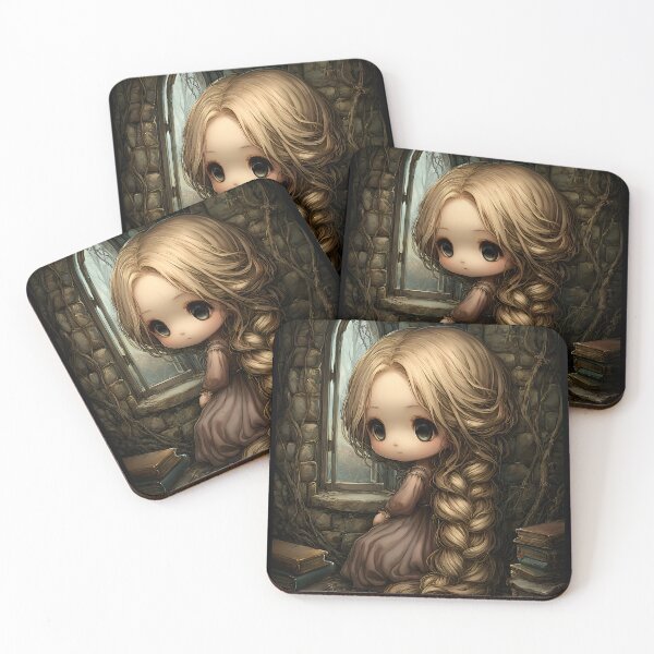 Item preview, Grimm Chibi Rapunzel Tower – Dark Fairytale Gothic Princess Art designed and sold by InkAndGloom.