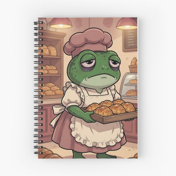 Item preview, Grumpy Frog Baker with Croissant Tray designed and sold by Crackio.