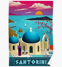 Vintage Reise Poster "Santorini - Griechenland" ⛔ HQ Qualität Poster
