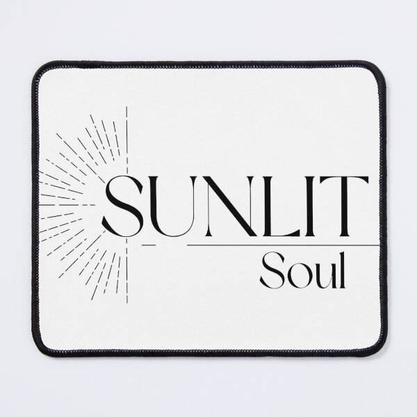 Item preview, sunlit soul aesthetic typography design, minimalist elegant serif text, warm light concept, modern black and white art, subtle sun ray design designed and sold by RiriPixera.