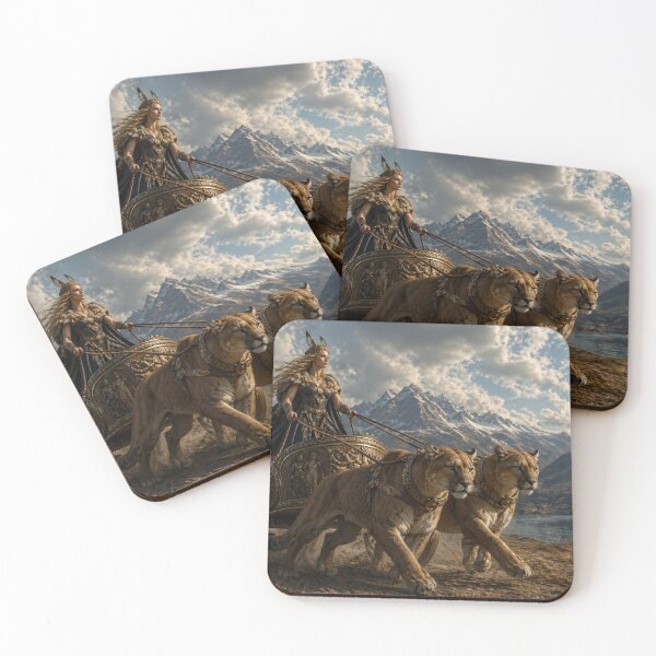 Item preview, Freyja  the Norse Goddess on her chariot pulled by cats. designed and sold by bluefrog.