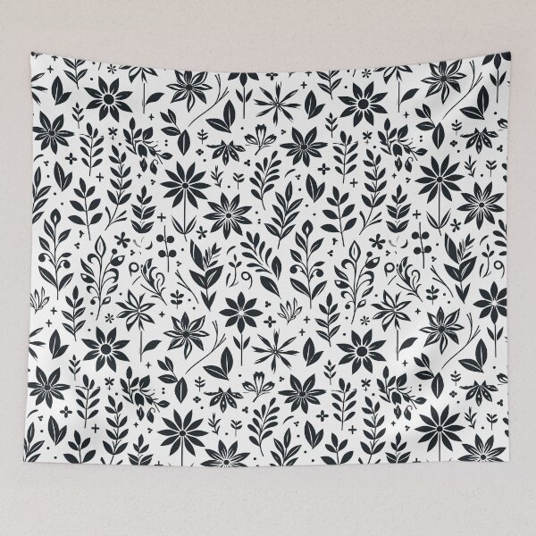 Item preview, Minimal Black White Botanical Folk Pattern designed and sold by Apex Designs.