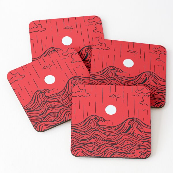 Item preview, Moonlit Red Waves designed and sold by ilawful.