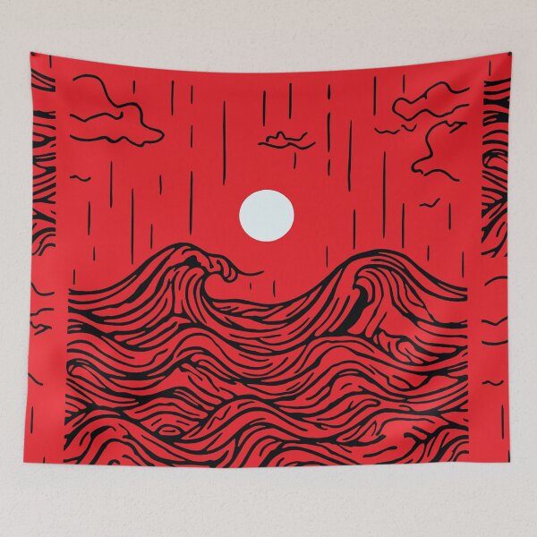 Item preview, Moonlit Red Waves designed and sold by ilawful.