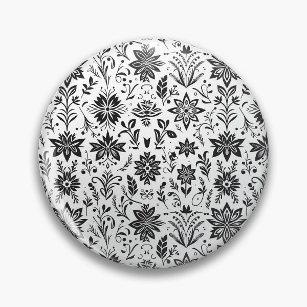 Item preview, Minimal Black White Folk Flower Pattern designed and sold by Apex Designs.
