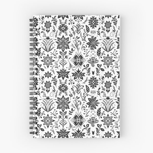 Item preview, Minimal Black White Folk Flower Pattern designed and sold by Apex Designs.