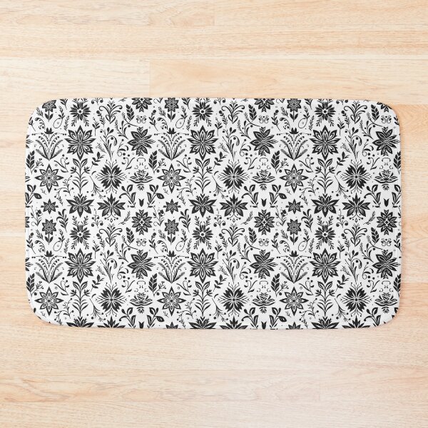 Item preview, Minimal Black White Folk Flower Pattern designed and sold by Apex Designs.