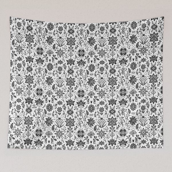 Item preview, Minimal Black White Folk Flower Pattern designed and sold by Apex Designs.