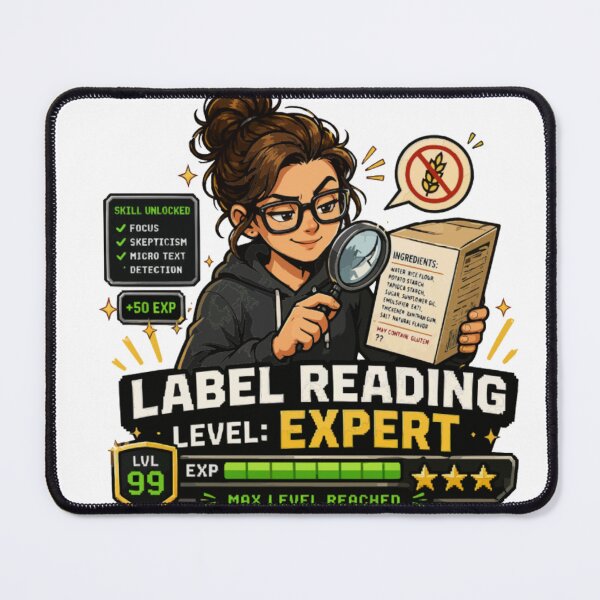 Item preview, Label Reading Expert Level 99 – Gluten Free Humor designed and sold by PINK FREE.