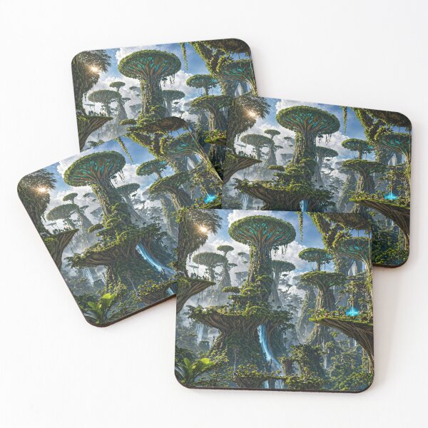 Item preview, Fantasy Jungle World with Waterfalls | Magical Floating Forest Landscape designed and sold by DrakariArt.