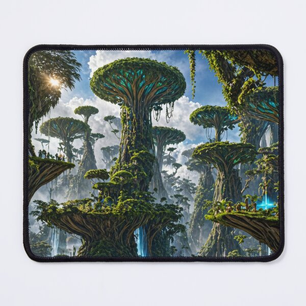 Item preview, Fantasy Jungle World with Waterfalls | Magical Floating Forest Landscape designed and sold by DrakariArt.