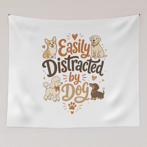 Item preview, Easily Distracted by Dogs - Funny Dog Lover Tee designed and sold by lexiangelus93.