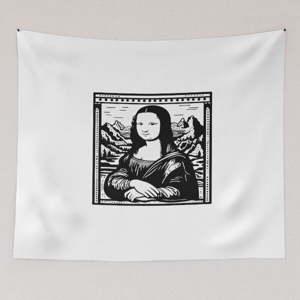 Item preview, Minimalist Mona Lisa Line Art • Modern Black & White Classic Painting Reinterpretation designed and sold by Bright Nest Studio.