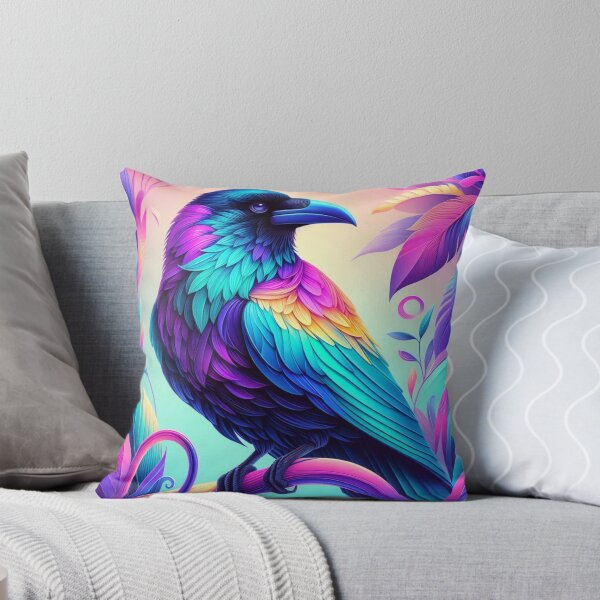 Item preview, "Neon Raven – Vibrant Fantasy Bird Art"   designed and sold by Dogandesighn.