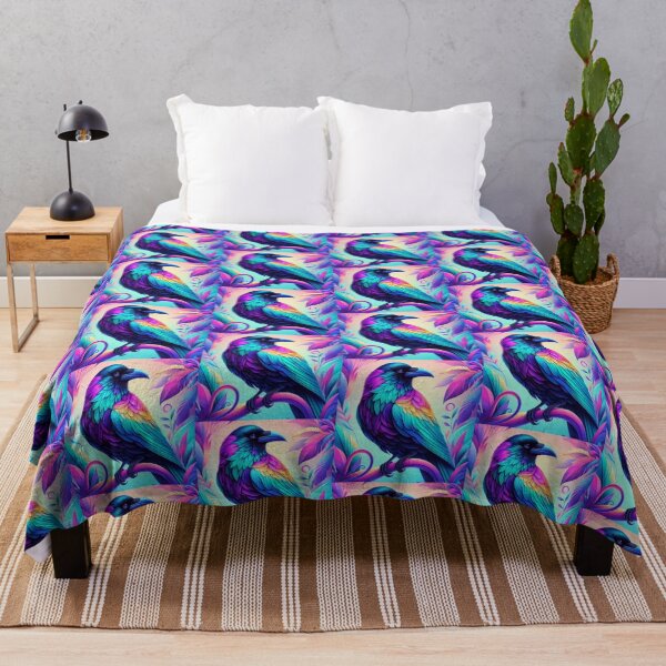 Item preview, "Neon Raven – Vibrant Fantasy Bird Art" designed and sold by Dogandesighn.