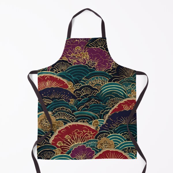 Item preview, Japanese Seigaiha Waves Fan Floral Pattern designed and sold by NicolasGlowArt.