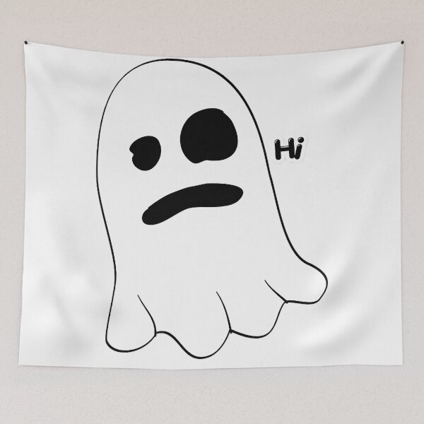 Item preview, Friendly Little Ghost Saying Hi - Minimalist Spooky Halloween Art designed and sold by SoftAuraStudi0.