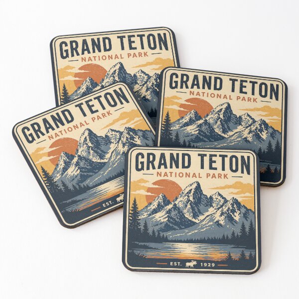 Item preview, Grand Teton National Park Retro Poster  designed and sold by Redrockthreads.