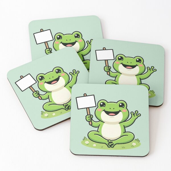 Item preview, Cute Frog Holding Blank Sign | Funny Kawaii Frog Art | Happy Green Frog Illustration | Cottagecore Frog Meme Print designed and sold by NeonKawaiiCo.