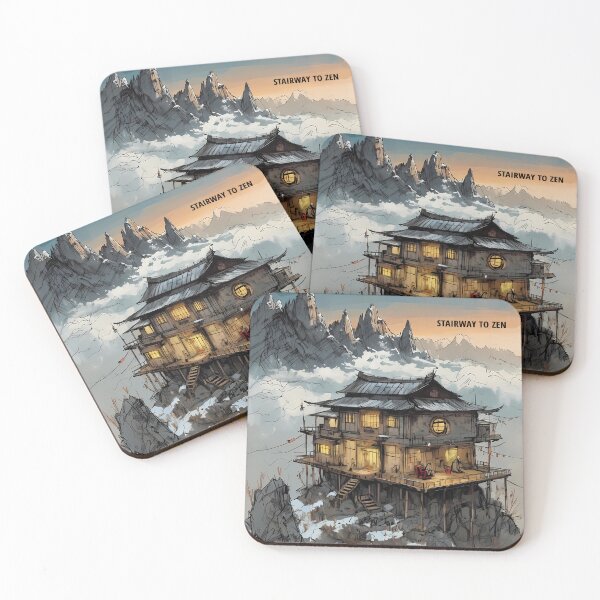 Item preview, STAIRWAY TO ZEN - Mountain Monastery Art Print designed and sold by Modern Nest Art.